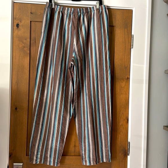 Serengeti Beach pants Womens XL striped Pockets Bohemian Lagenlook 100% Cotton - Picture 2 of 11